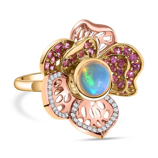 GP Italian Garden Kollektion - AA nat&uuml;rlicher, &auml;thiopischer Welo Opal, Rhodolith Granat und Multi-Edelstein-Ring - 2,33 ct.