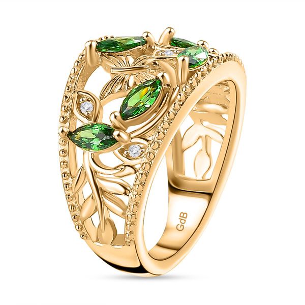 Gr&uuml;ner Zirkonia, Wei&szlig;er Zirkonia Ring Messing (Gr&ouml;&szlig;e 16.00) image number 4