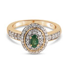 Sambischer Smaragd und Zirkon-Ring, 925 Silber Gelbgold Vermeil  ca. 0,79 ct image number 0