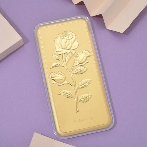999er Gold-Plättchen mit Rosendesign image number 1