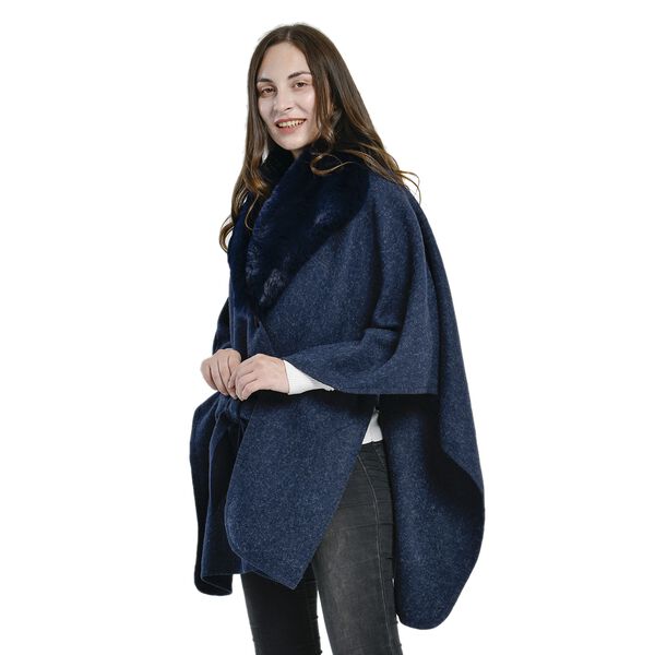 TAMSY Kunstfell Kimono, Einheitsgr&ouml;&szlig;e Dunkelblau image number 3