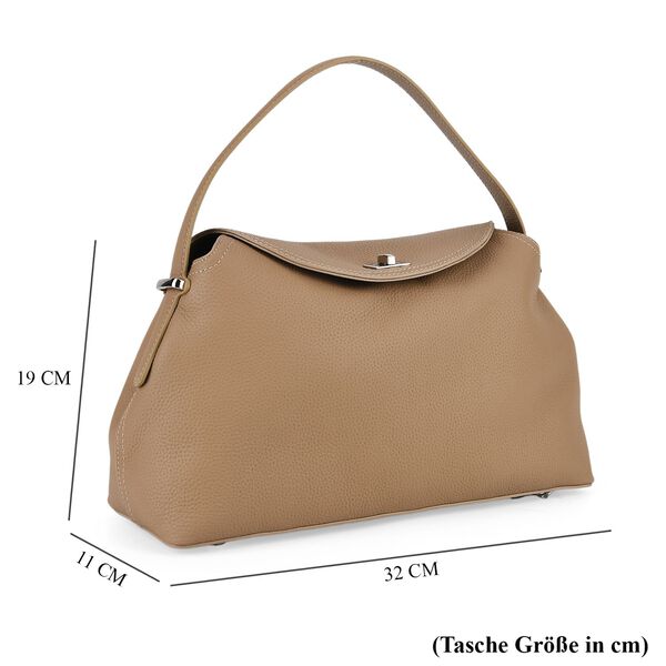 Echtleder Crossbody Tasche, 32x19x11cm, Khaki image number 6