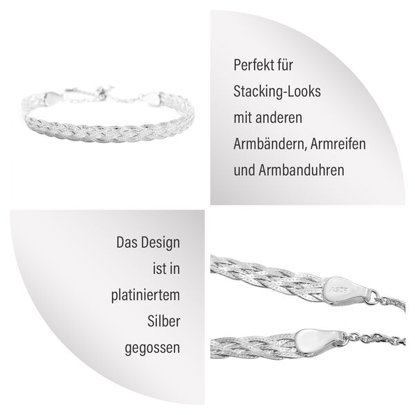 Zartes geflochtenes platiniertes Armband image number 6