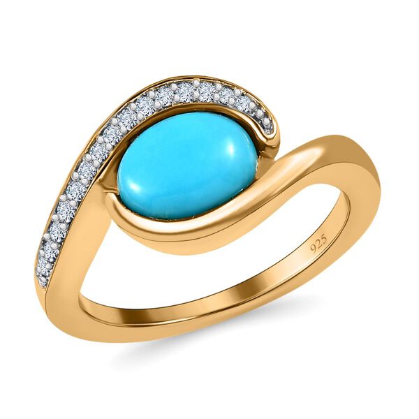 AA amerikanischer Sleeping Beauty T&uuml;rkis und Zirkon Bypass Ring - 1,21 ct. image number 4