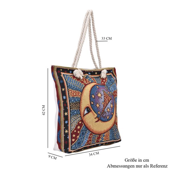 Jacquard gewebte Jute-Tasche mit Mond Design, 42x34 cm, Mond image number 7