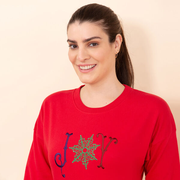 100% Baumwoll-Flanell Strick Sweatshirt mit Applikation, Rot Gr&ouml;&szlig;e 42 image number 5