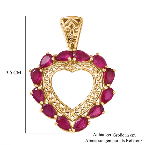 D'Joy AA Afrikanischer Rubin (Fissure gef&uuml;llt) Anh&auml;nger 925 Silber 750 Gelbgold Vermeil ca. 3,85 ct. image number 5