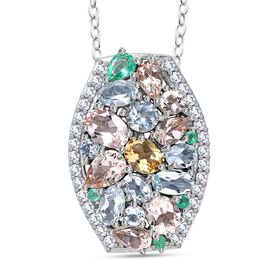 Multi-Edelstein Anhänger mit 50cm Kette - 4,34 ct.