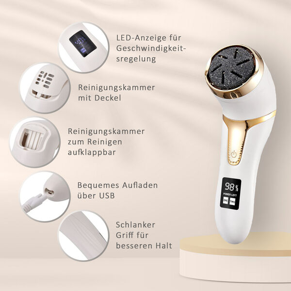 Wiederaufladbarer Hornhautentferner, drei Arten von Schleifköpfen image number 4