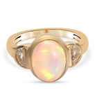 Natürlicher, äthiopischer Opal und Zirkon-Ring, 925 Silber Gelbgold Vermeil  ca. 2,48 ct image number 0