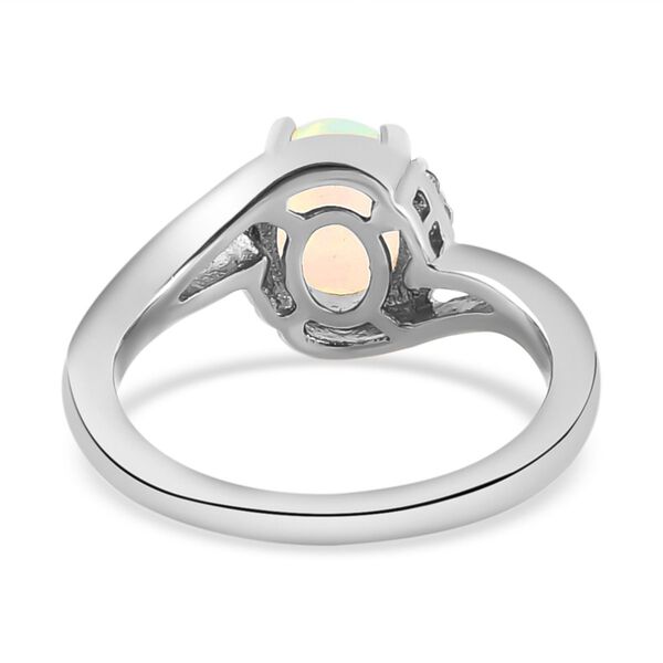 Nat&uuml;rlicher, &auml;thiopischer Opal und wei&szlig;er Zirkon-Ring, 925 Silber platiniert  ca. 1,01 ct image number 6