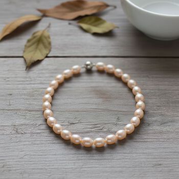 Goldene Oval Muschelkernperle 50cm Halskette