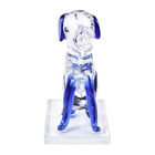 Dekorative Kristallglas Hunde-Figur auf quadratischem Ständer, 12x6x15 cm, Blau image number 1