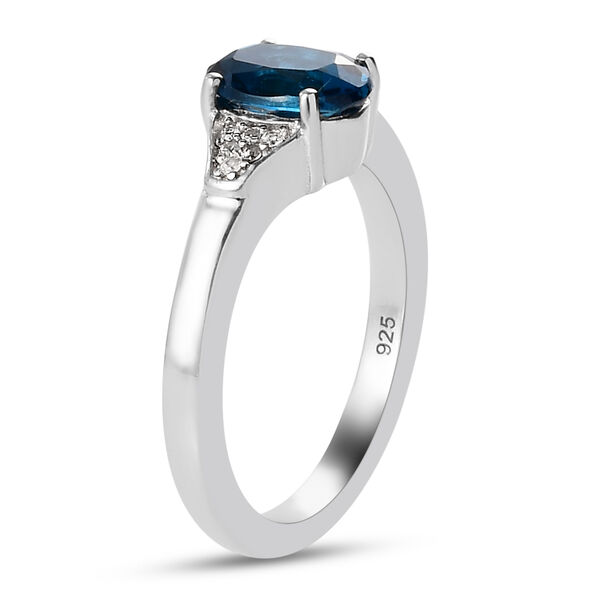 London Blau Topas, Zirkon Ring 925 Silber platiniert  ca. 1,45 ct image number 5