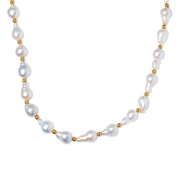 7-9mm wei&szlig;e Barockperlen-Halskette image number 3