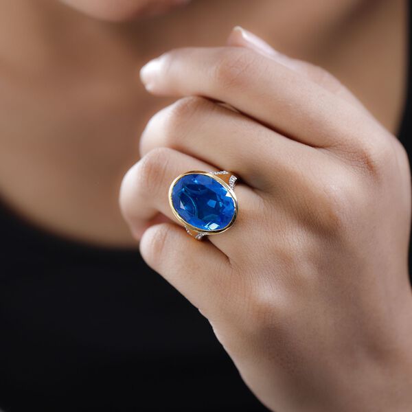 Karibik Quarz und Zirkon Ring - 20,09 ct. image number 3