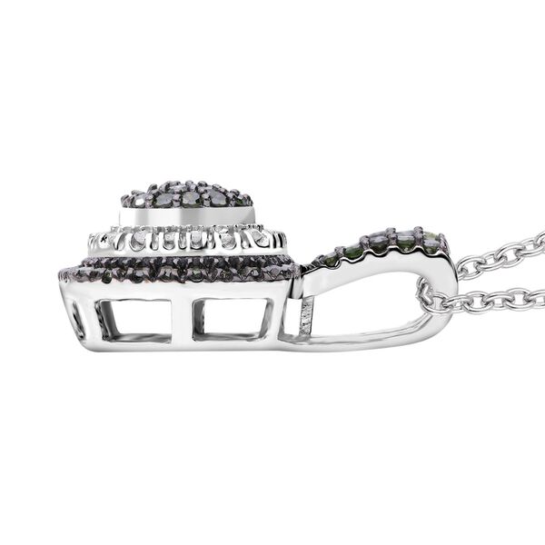 Grüner und weißer Diamant-Anhänger mit 50cm Kette - 0,98 ct. image number 5