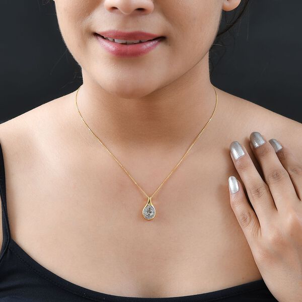 AAA Turkizit und wei&szlig;er Zirkon-Anh&auml;nger mit Kette, 50 cm - 0,93 ct. image number 2