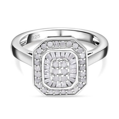 Weißer Diamant Ring, 925 Silber platiniert (Größe 17.00) ca. 0.50 ct