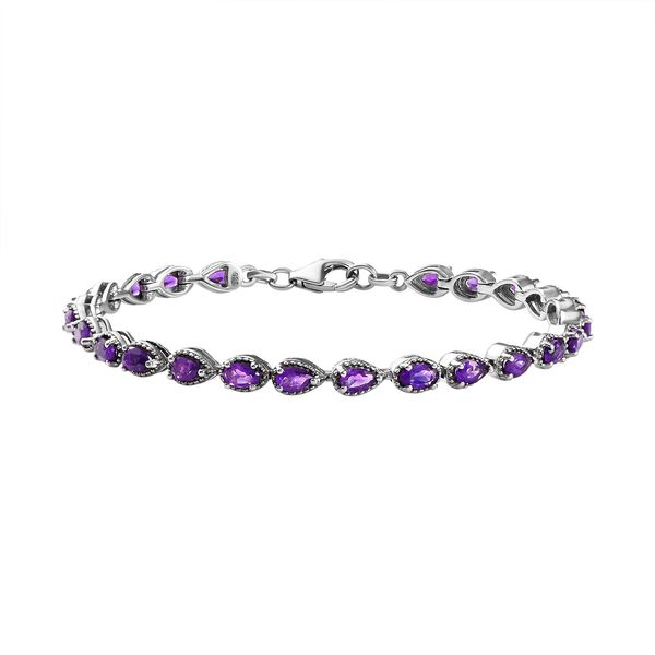Afrikanisches Amethyst Armband, ca. 19 cm, 925 Silber platiniert ca. 5,15 ct