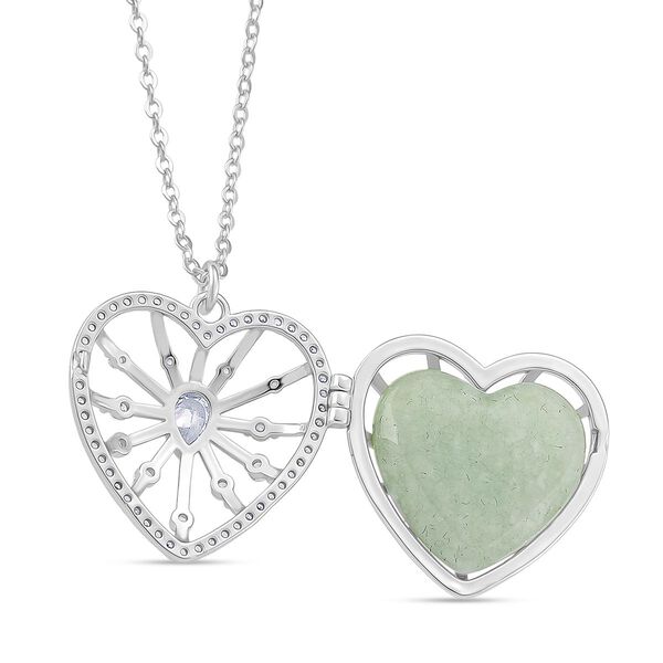 Herz Anh&auml;nger mit wechselbaren Edelsteinen und Kette, ca. 50 cm + 5 cm Extender, Nickelfreies Messing, Silberfarben image number 6