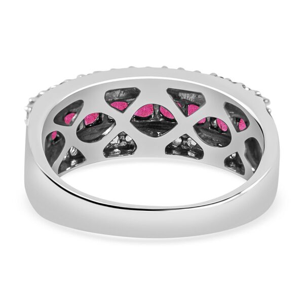 AAA Afrikanischer Rubin (Fissure gef&uuml;llt), Wei&szlig;er Zirkon Ring, 925 Silber rhodiniert (Gr&ouml;&szlig;e 18.00) ca. 2.03 ct image number 4