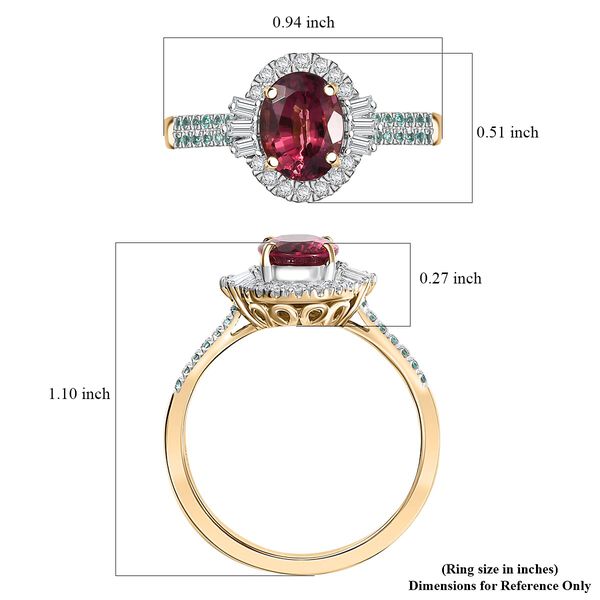 LUXORO zertifiziert und geprüft AAA Rubellit, Paraiba Turmalin und Diamant Ring in 417 Gold - 2,16 ct. image number 5