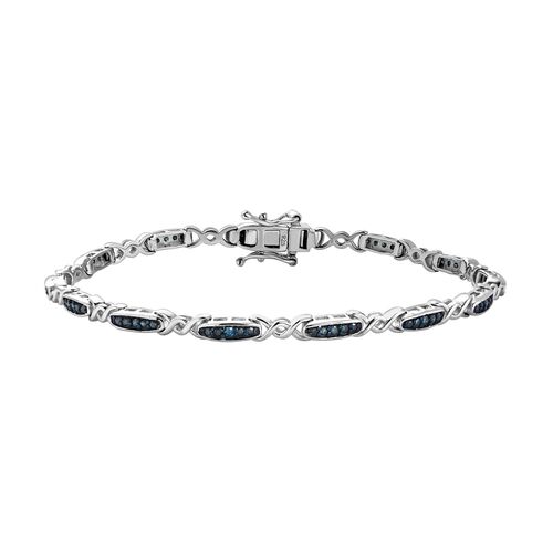 Blauer Diamant Armband, ca. 19 cm, 925 Silber platiniert, ca. 0.75 ct image number 0