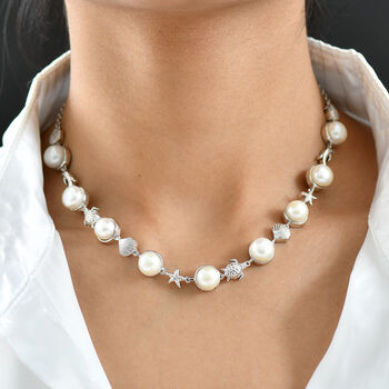 EVER TRUE S&uuml;&szlig;wasser Perle (9-9.5 mm) Halskette ca. 50 cm Nickelfreies Messing, Silberfarben