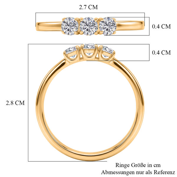 Moissanit Ring, 925 Silber vergoldet - 0,71 ct. image number 6