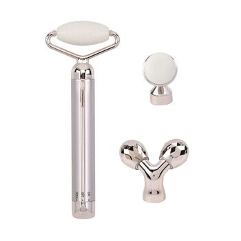 Marmorwei&szlig; Gesichtsroller-Massageger&auml;t mit Doppelkopf 2 Kugeln zur Hautstraffung und -festigung, Marmorwei&szlig;