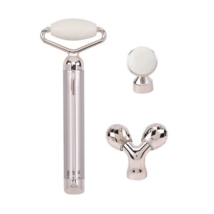 Marmorwei&szlig; Gesichtsroller-Massageger&auml;t mit Doppelkopf 2 Kugeln zur Hautstraffung und -festigung, Marmorwei&szlig;