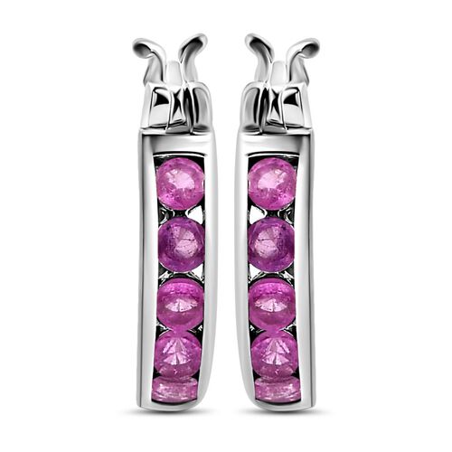 Ilakaka Rosa Saphir-Creolen, 925 Silber platiniert, 1,78 ct. image number 0
