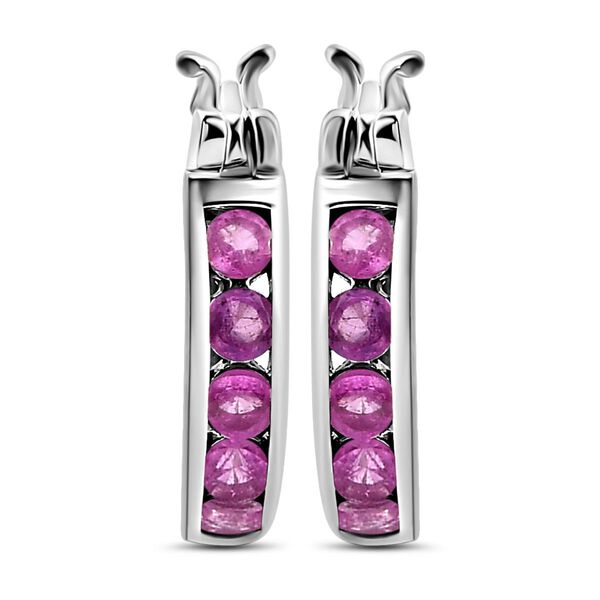 Ilakaka Rosa Saphir-Creolen, 925 Silber platiniert, 1,78 ct. image number 0