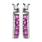 Ilakaka Rosa Saphir (Fissure gefüllt)-Ohrringe, 925 Silber platiniert ca. 1.78 ct