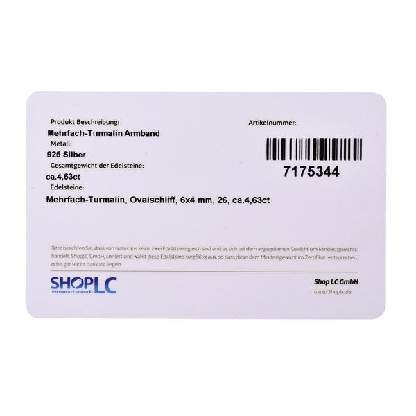 Natürliches mehrfarbiges - Turmalin Armband, ca. 20 cm, 925 Silber platiniert ca. 4.63 ct image number 6