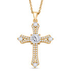 Weißer Zirkonia Schmuckset ca. 50 cm 316L Edelstahl IP-Gelbbeschichtung, Nickelfreies Messing vergoldet