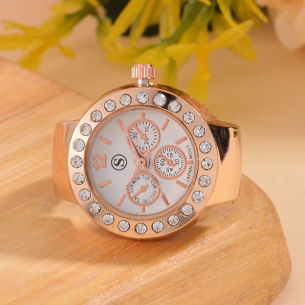 Wei&szlig;er Kristall Uhren 13 cm Reiner Edelstahl Std Rose image number 1