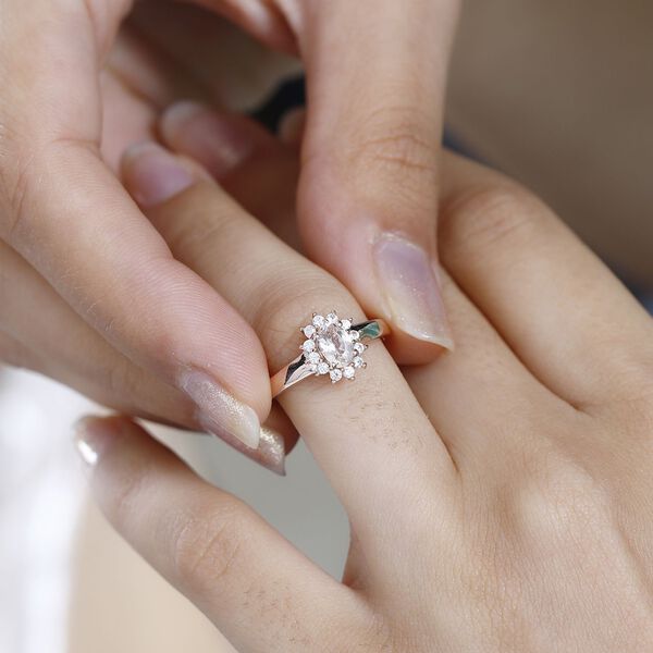 AA Morganit und wei&szlig;er Zirkon Ring, ca. 0,68 ct image number 3