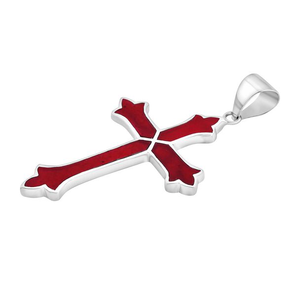 Royal Bali Kollektion- Roter Koralle Kreuz Anh&auml;nger image number 3