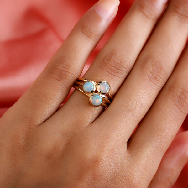 Nat&uuml;rlicher &Auml;thiopischer Opal Ring 925 Silber Vermeil image number 3