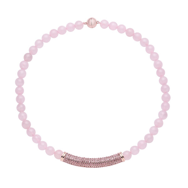 Rosenquarz und rosa Kristall-Halskette, 49,5 cm - 228,50 ct.