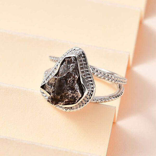 Meteorit Ring 925 Silber rhodiniert (Gr&ouml;&szlig;e 17.00) ca. 12,56 ct image number 2
