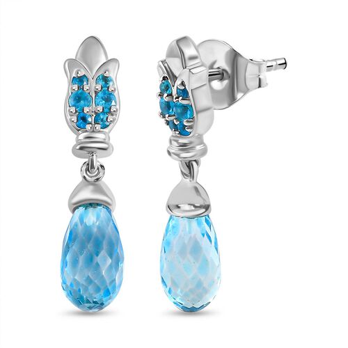 GP Art Déco Kollektion - himmelblaue Topas, Neon Apatit und blaue Saphir-Ohrringe - 8,26 ct. image number 0