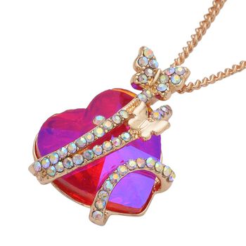 Rosa Glas und AB Kristall Schmetterlingsanh&auml;nger mit 50cm Kette