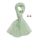 LA MAREY Signature - Seidenschal aus 100% Maulbeerseide mit Seidenbrokat-Ohrringen, 110x180 cm, Acqua