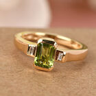 Natürlicher Peridot und Zirkon Solitär Ring 925 Silber vergoldet  ca. 1,00 ct image number 1