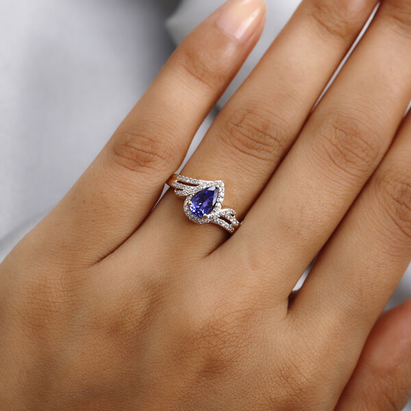 AAA Tansanit und I1-I2 GH Diamant-Ring - 1,20 ct. image number 3