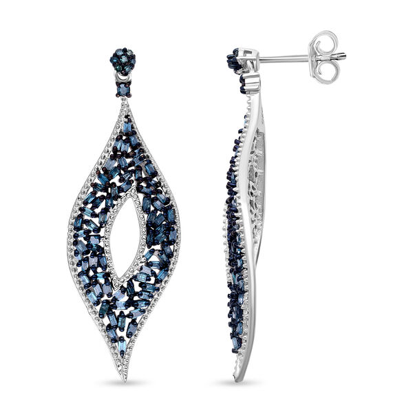 Blaue Diamant Ohrringe, 925 Silber platiniert, ca. 1.00 ct image number 4