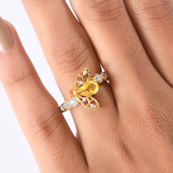 GP Trionfo Kollektion - Kanarischer Opal, Feueropal Ring 925 Silber 750 Gelbgold Vermeil (Gr&ouml;&szlig;e 18.00) ca. 0.68 ct image number 3